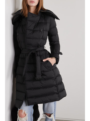 Burberry Belted hooded double-breasted quilted shell down coat