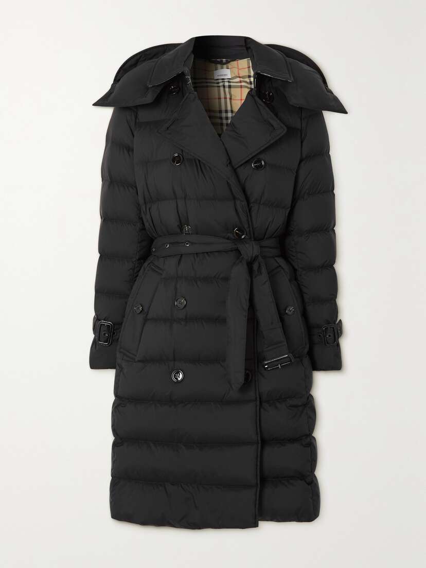 Burberry Belted Hooded Double-breasted Quilted Shell Down Coat
