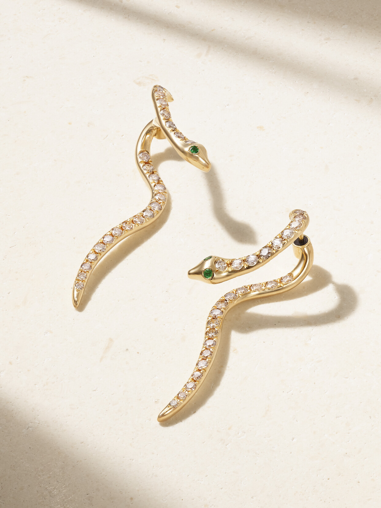 Ileana Makri Boa 18-karat Gold, Diamond And Tsavorite Earrings