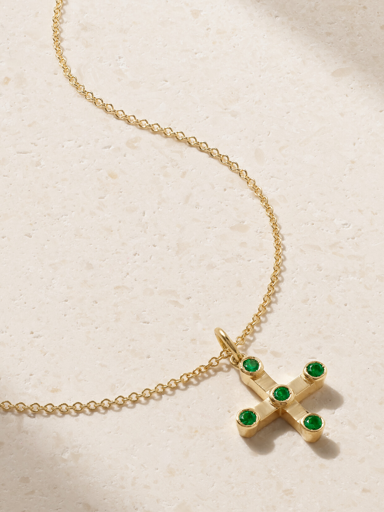 Ileana Makri Stepping Stone 18-karat Gold Emerald Necklace