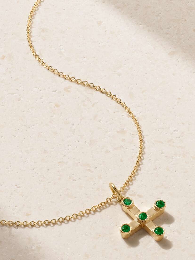 Ileana Makri Stepping Stone 18-karat Gold Emerald Necklace