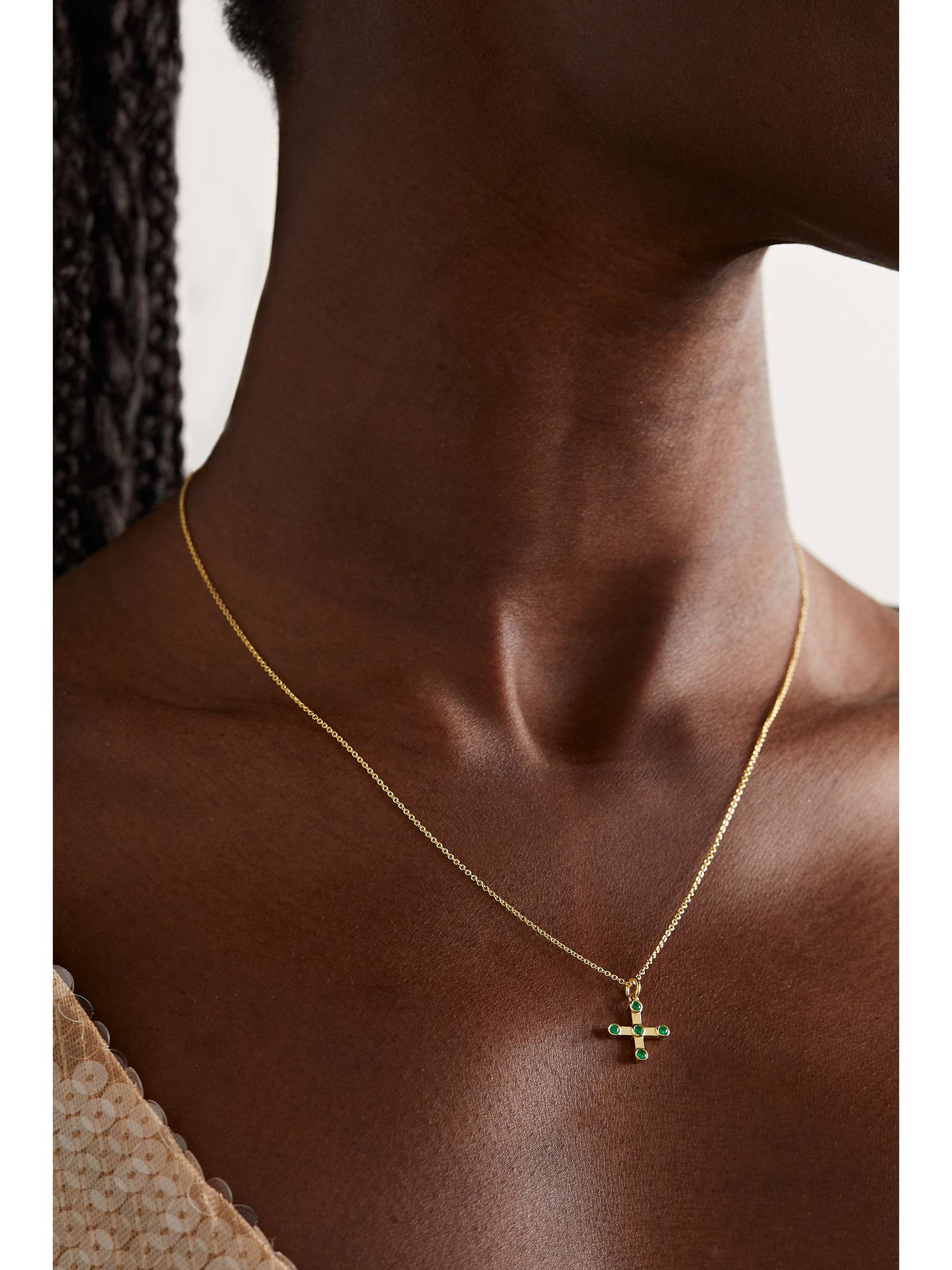 ILEANA MAKRI Stepping Stone 18 karat gold emerald necklace NET A