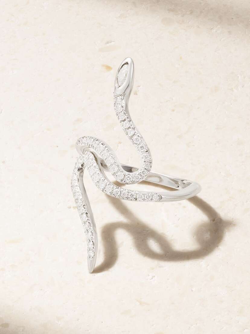 Ileana Makri Queen Curled Snake 18-karat White Gold Diamond Ring