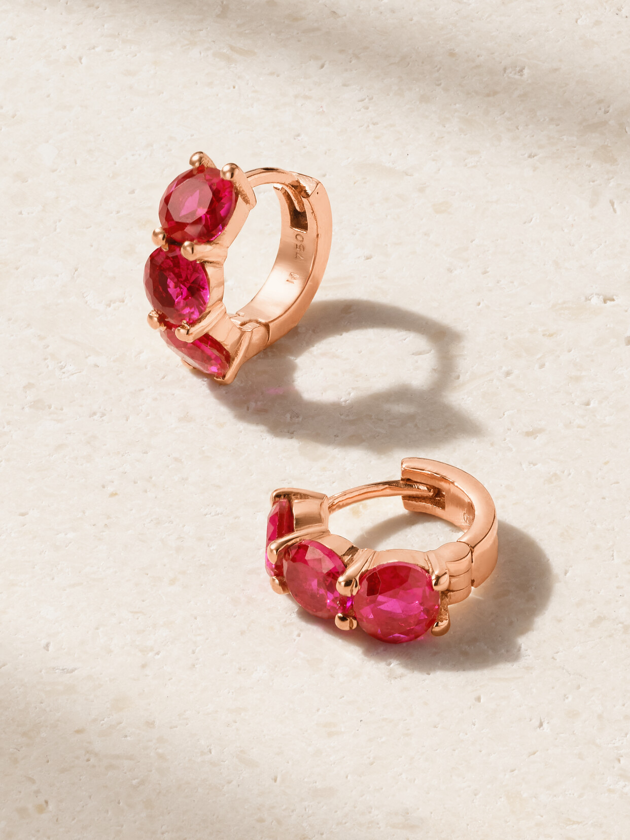 Ileana Makri - 18-karat Rose Gold Ruby Hoop Earrings - One size