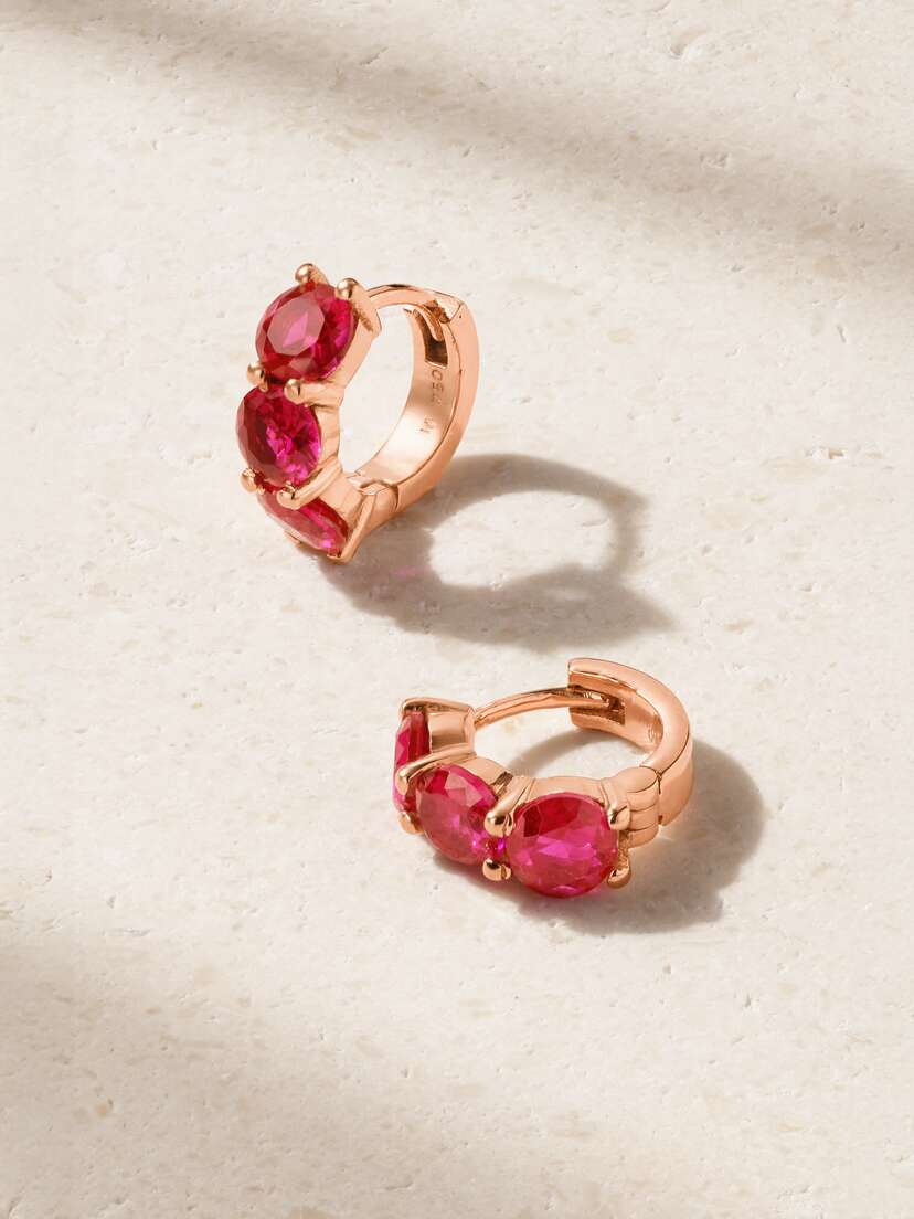 Ileana Makri 18-karat Rose Gold Ruby Hoop Earrings