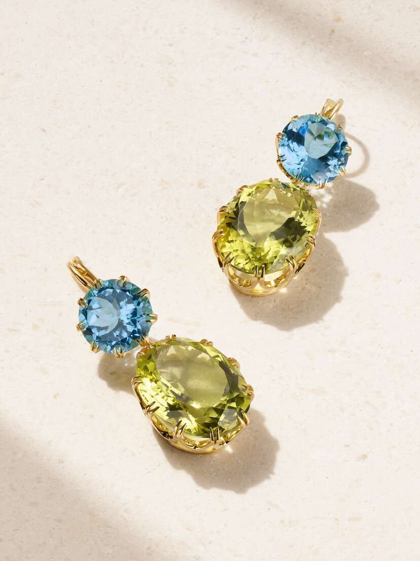 Ileana Makri Double Drop 18-karat Gold Topaz Earrings