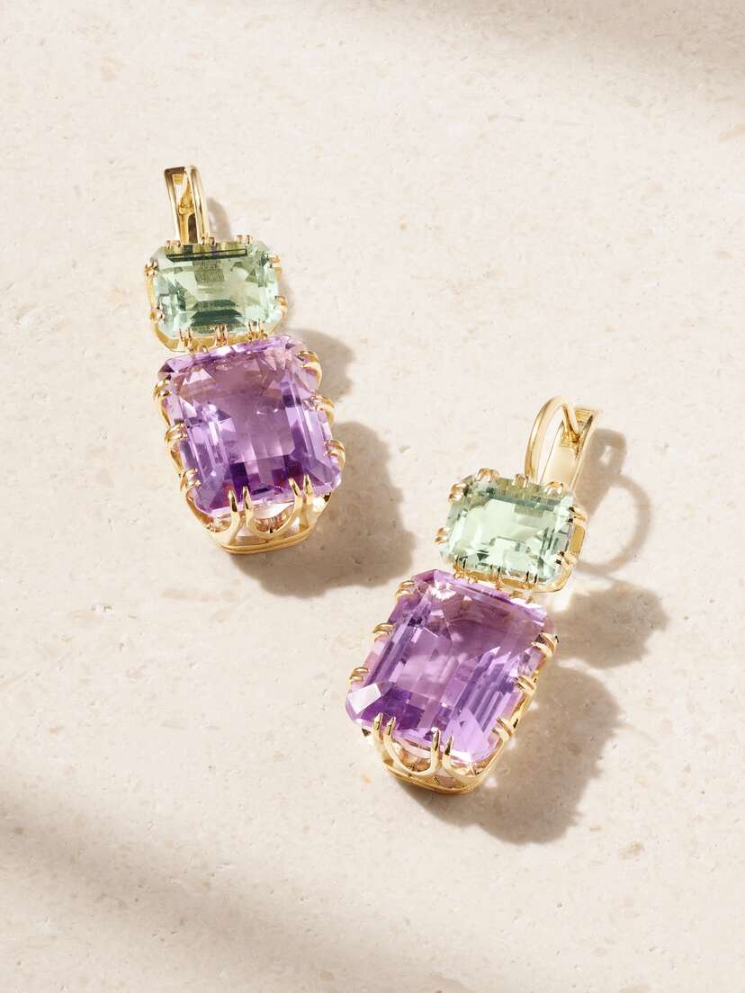 Ileana Makri Crown 18-karat Gold Amethyst Earrings