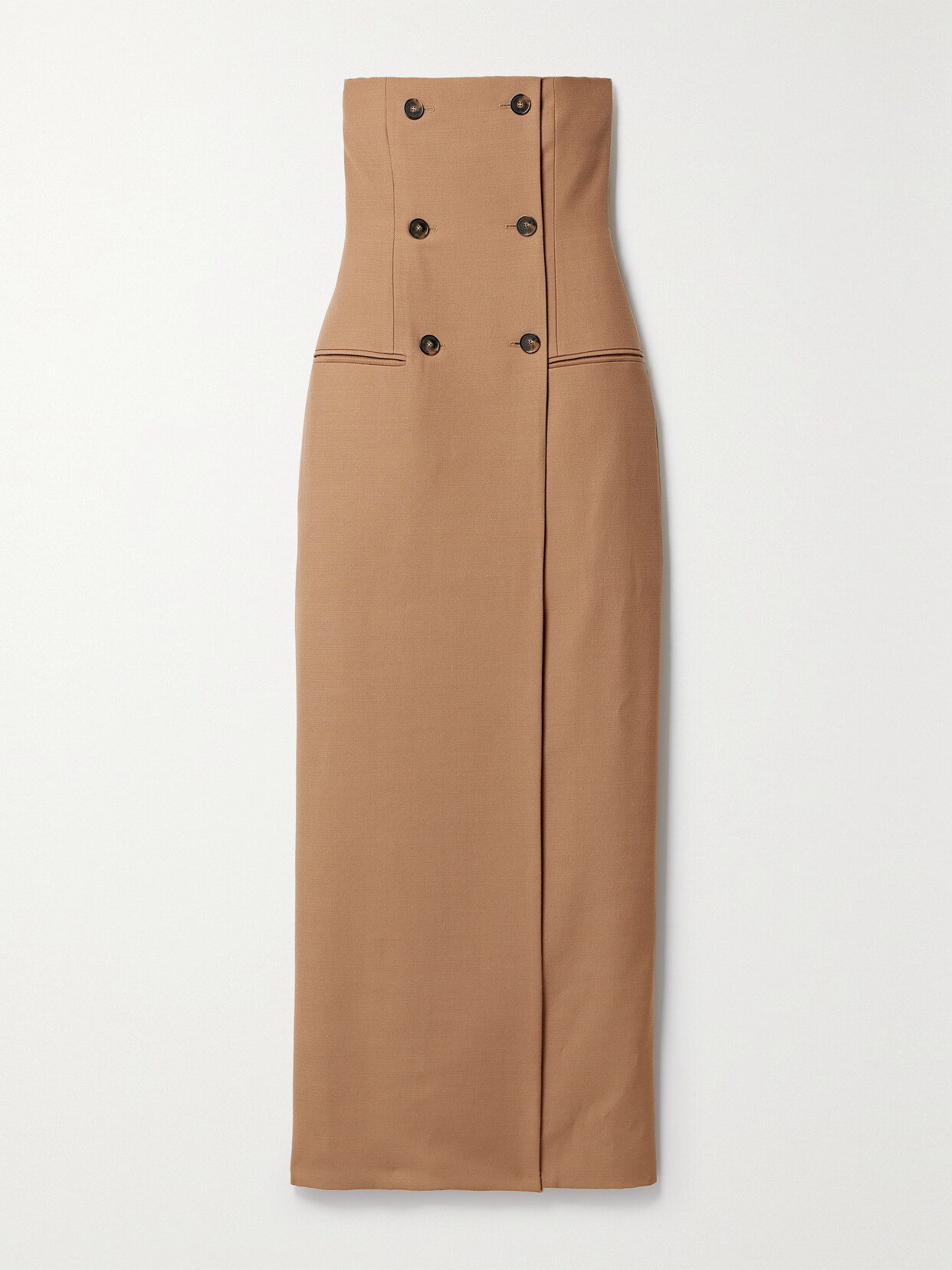 Stella McCartney + Net Sustain Strapless Double-breasted Wool Maxi Dress - Brown