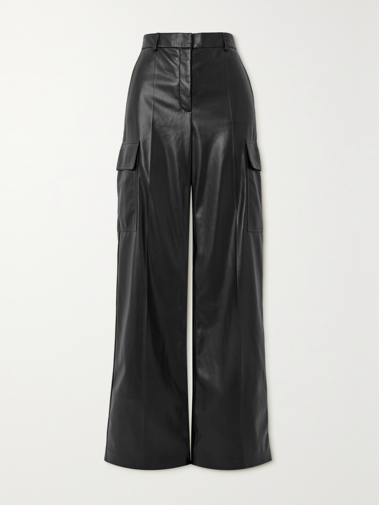 Stella Mccartney Vegetarian Leather Wide-leg Cargo Pants In Black