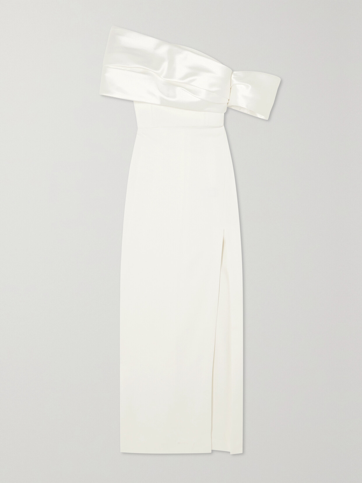 Solace London Alexis Off-the-shoulder Crepe And Satin-twill Gown In Cream