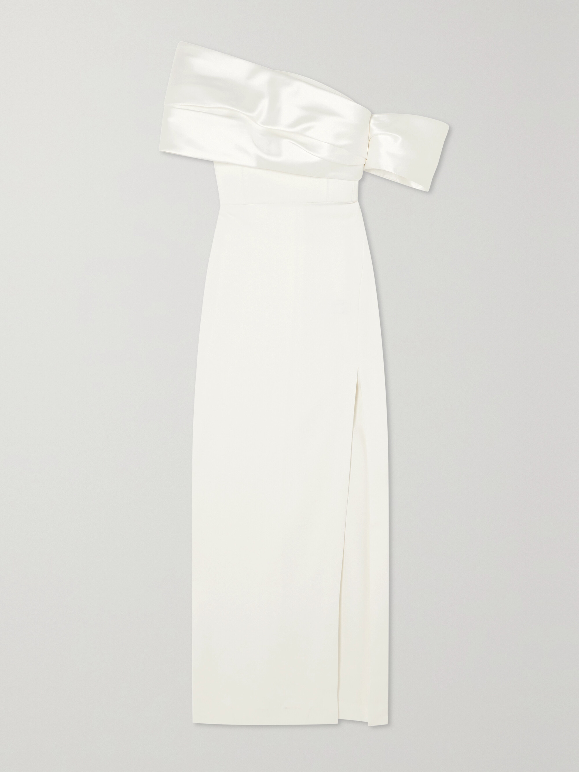 Solace London Alexis off-the-shoulder crepe and satin-twill gown