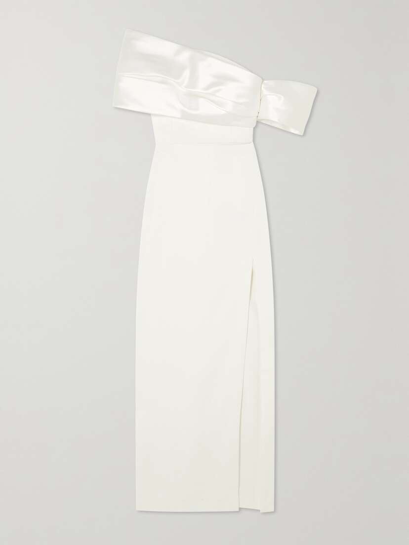 Solace London Alexis Off-the-shoulder Crepe And Satin-twill Gown
