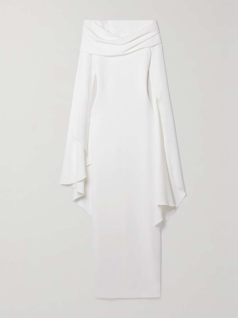 Solace London Arden Draped Off-the-shoulder Crepe Maxi Dress - UK 16