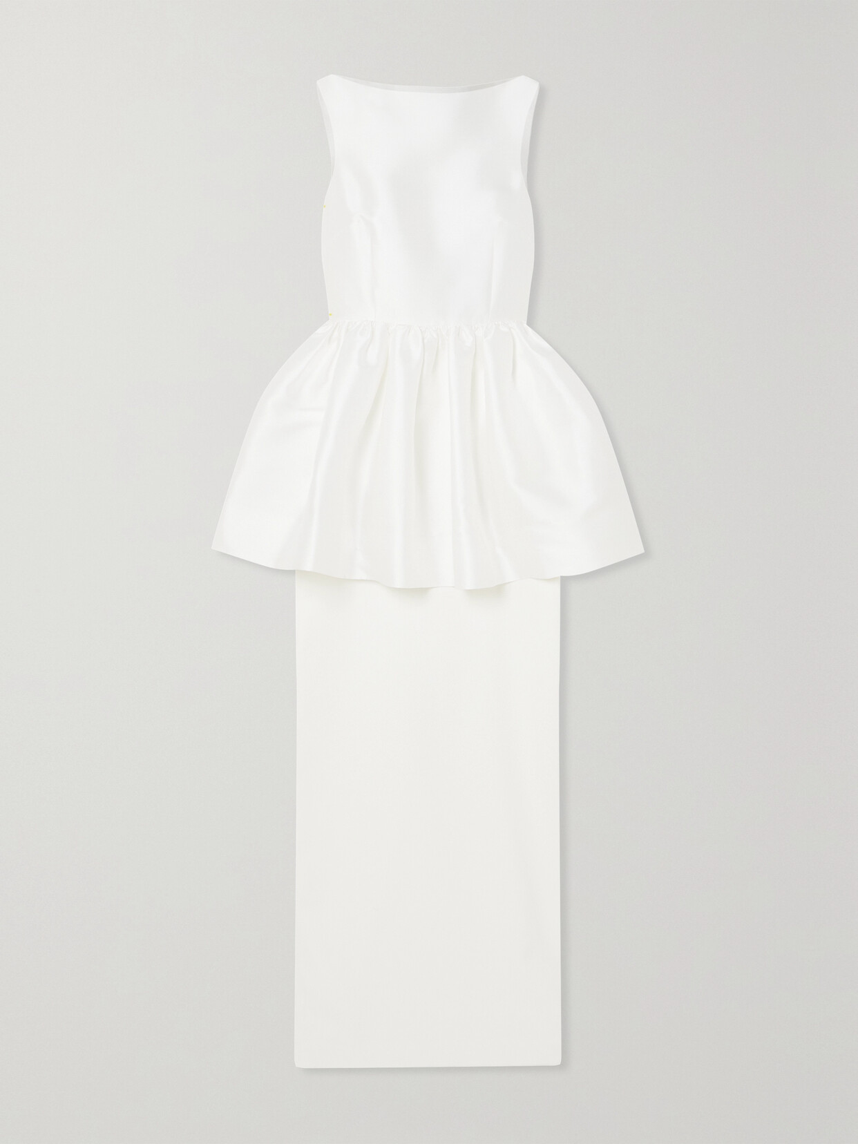 Solace London - Alda Satin-twill And Crepe Peplum Gown - Cream