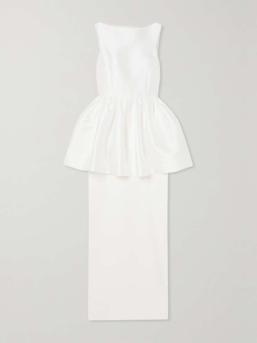 Solace London Alda Satin-twill And Crepe Peplum Gown - UK 16