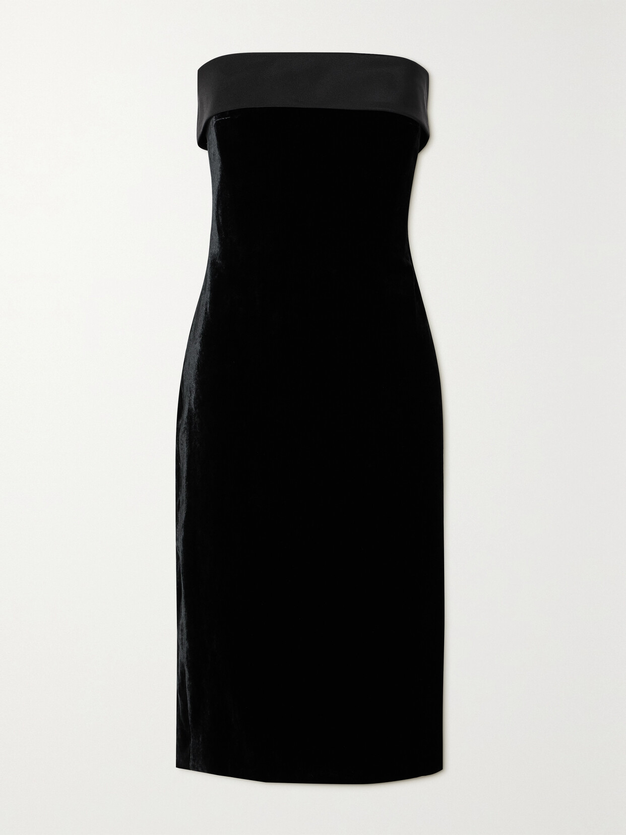 Ralph Lauren Cantrelle Strapless Silk-twill Trimmed Stretch-velvet Midi Dress In Black