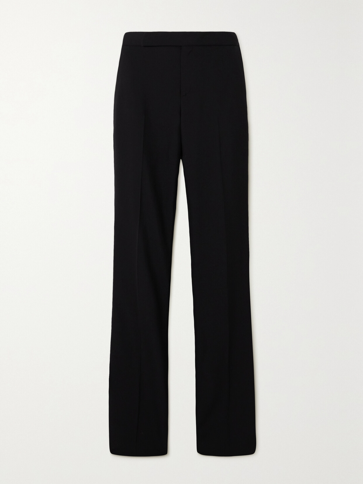 Ralph Lauren Alaina Twill-trimmed Grain De Poudre Wool Straight-leg Pants In Black