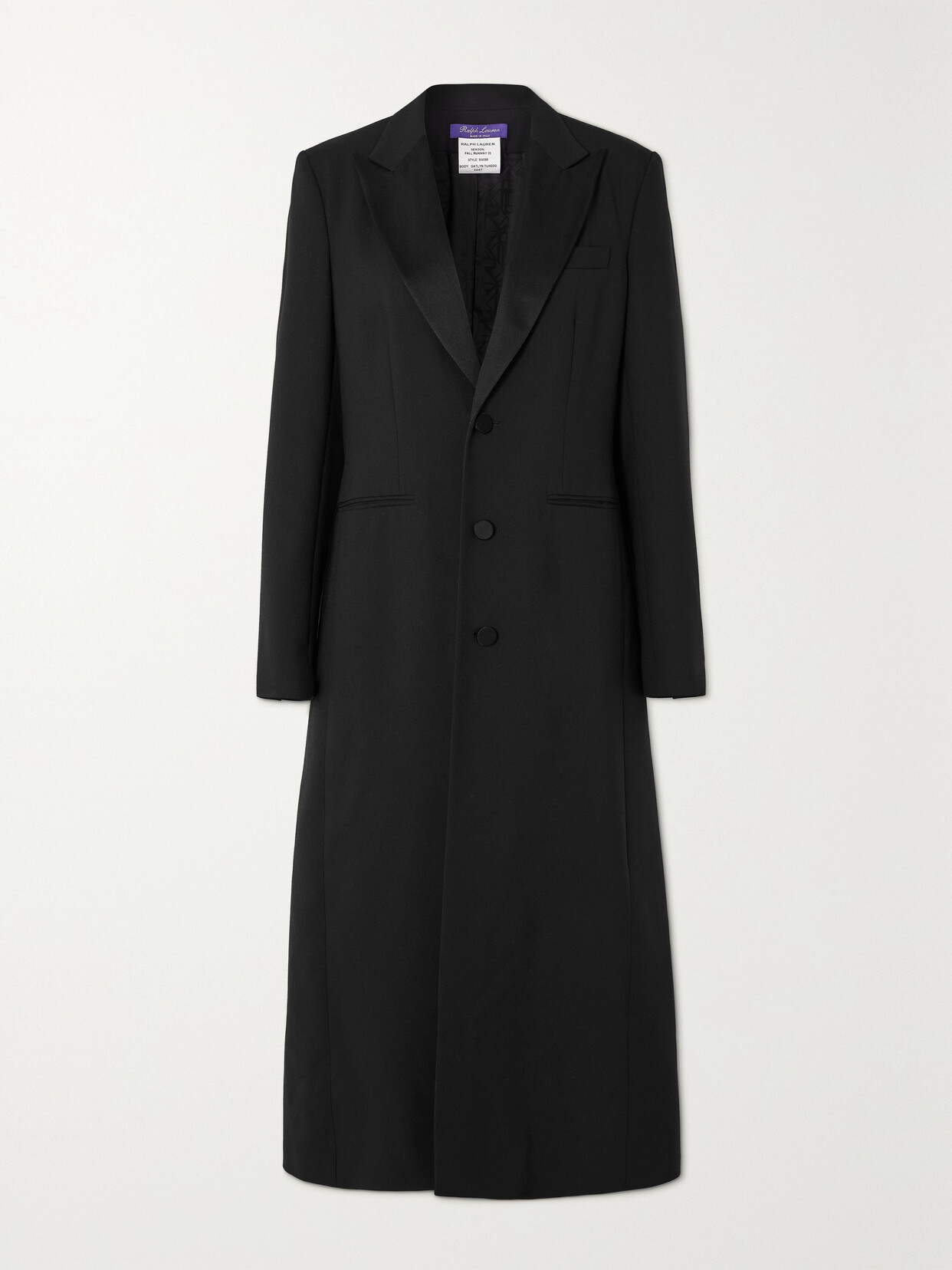 Ralph Lauren Gatlin Silk-satin Trimmed Wool And Silk-blend Coat In Black