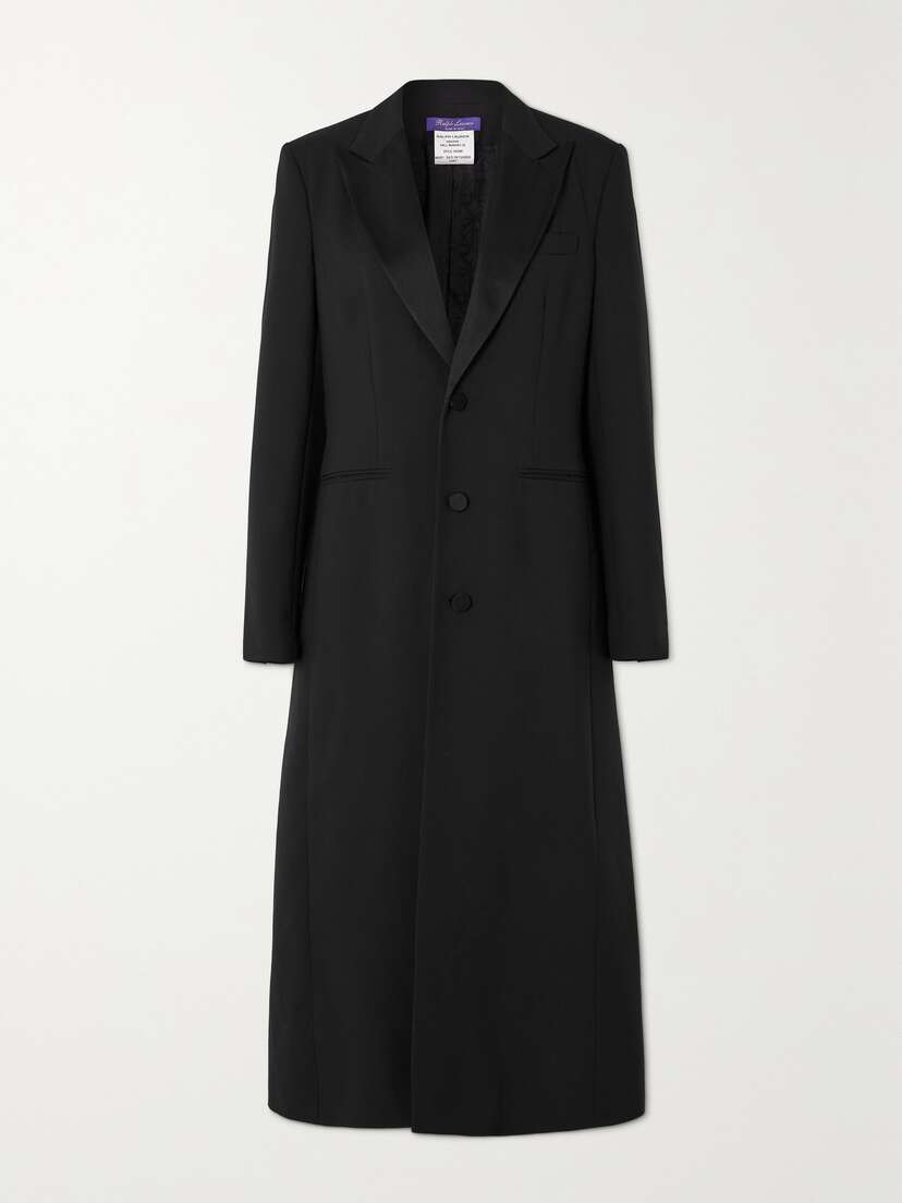 Ralph Lauren Collection Gatlin Silk-satin Trimmed Wool And Silk-blend Coat