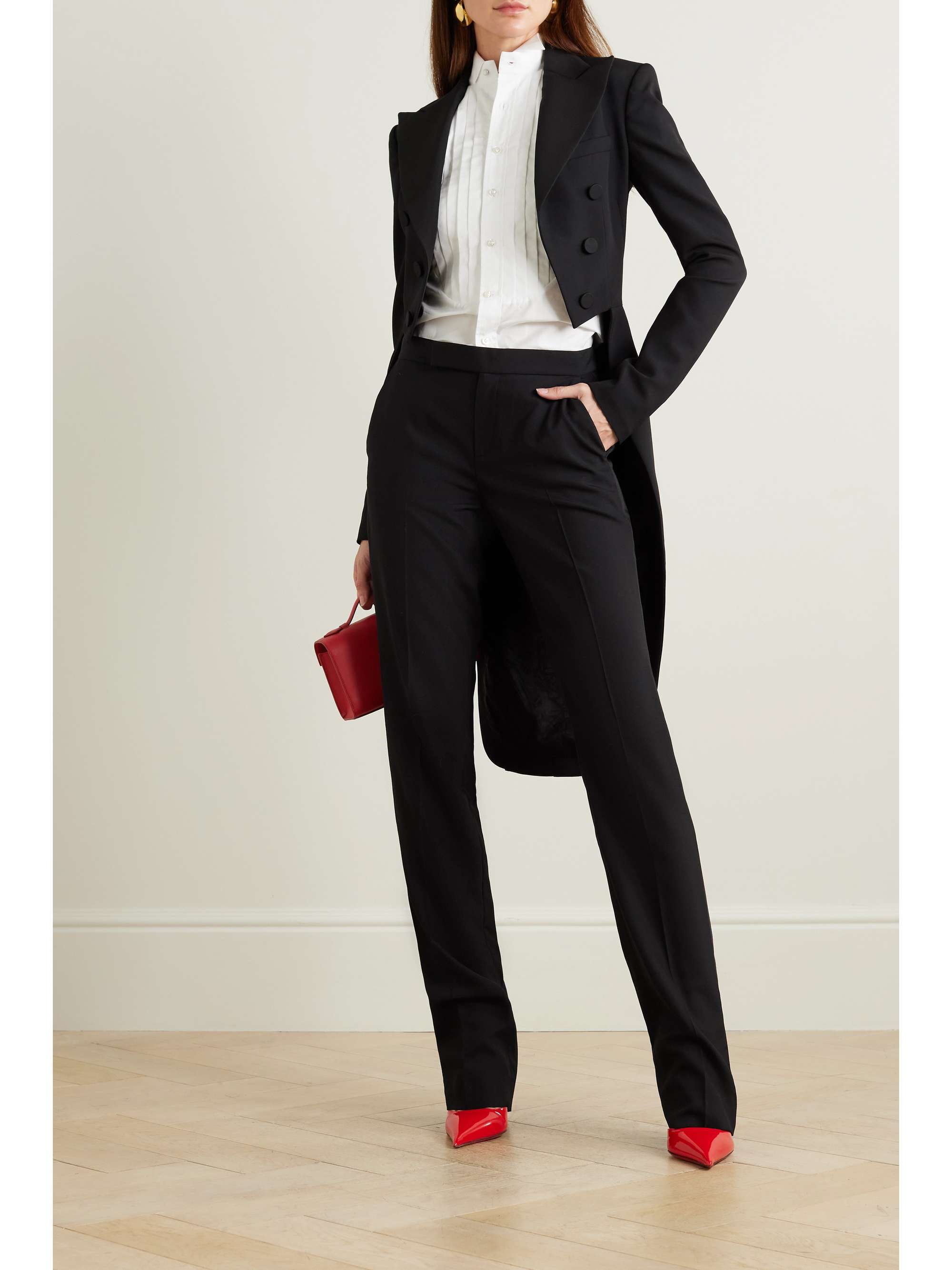 RALPH LAUREN COLLECTION Faille trimmed wool coat NET A PORTER