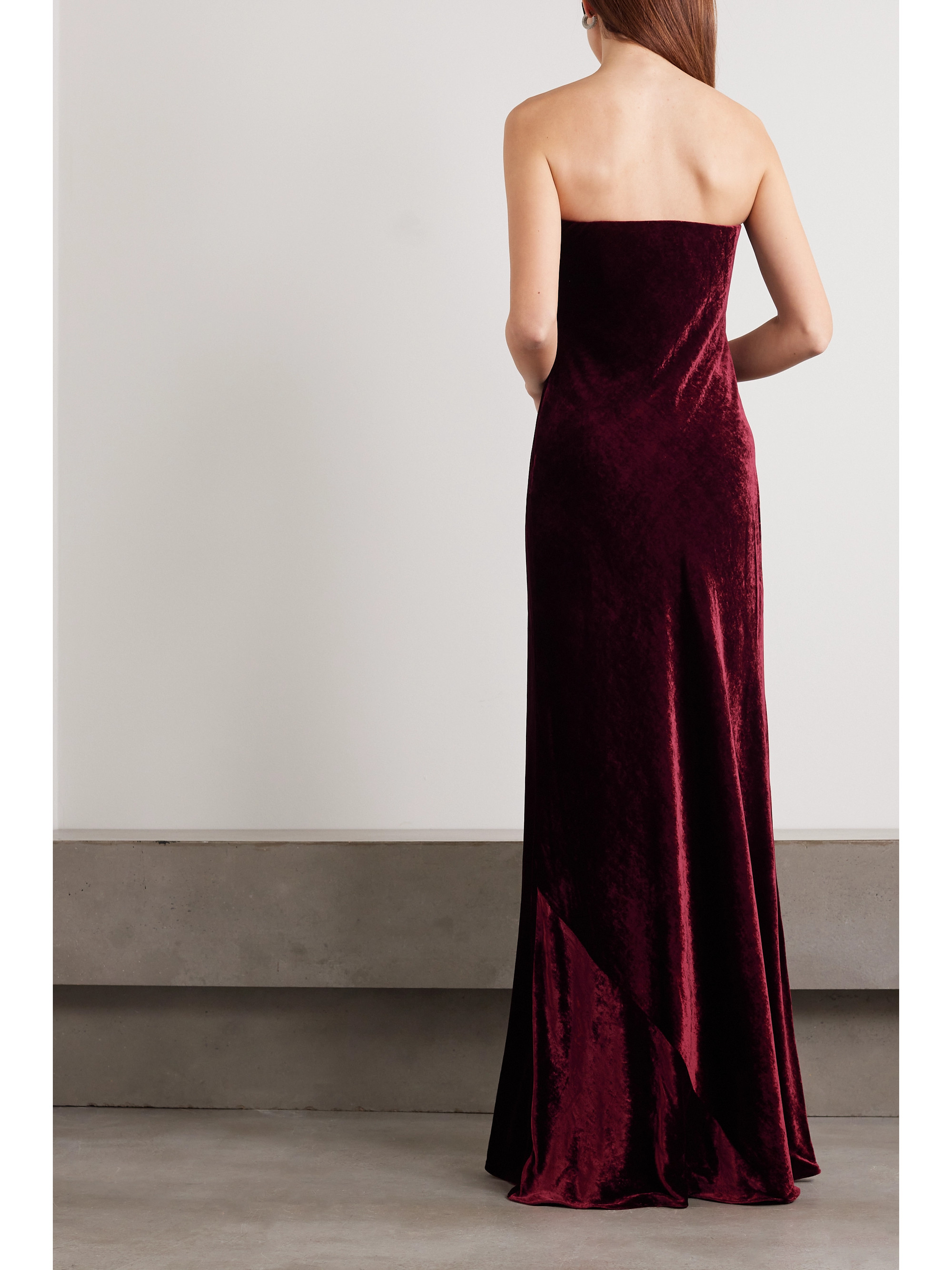 Ralph Lauren Collection Niles strapless bow-embellished velvet gown thumbnail