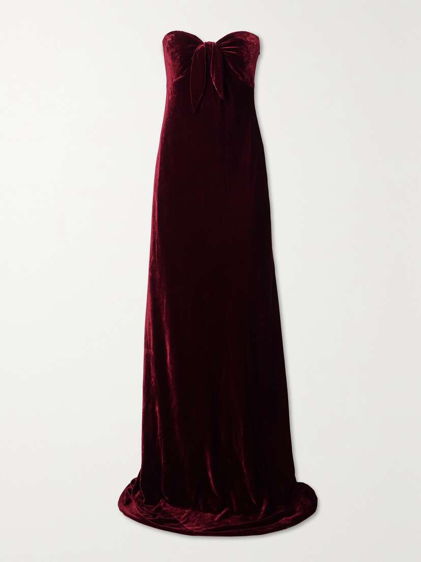 Ralph Lauren Collection Niles Strapless Bow-embellished Velvet Gown