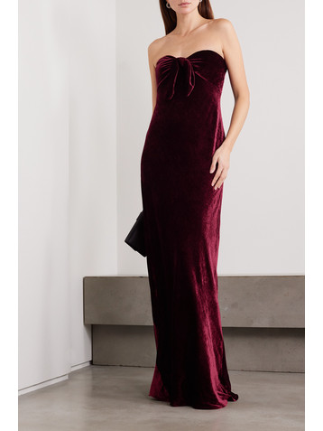 Ralph Lauren Collection Niles strapless bow-embellished velvet gown