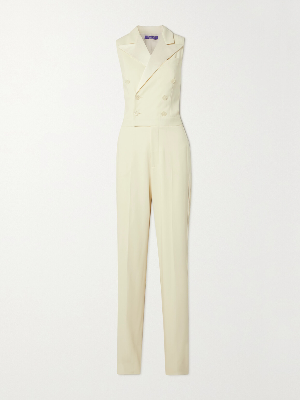 Ralph Lauren Leonie Satin-trimmed Crepe Jumpsuit In White