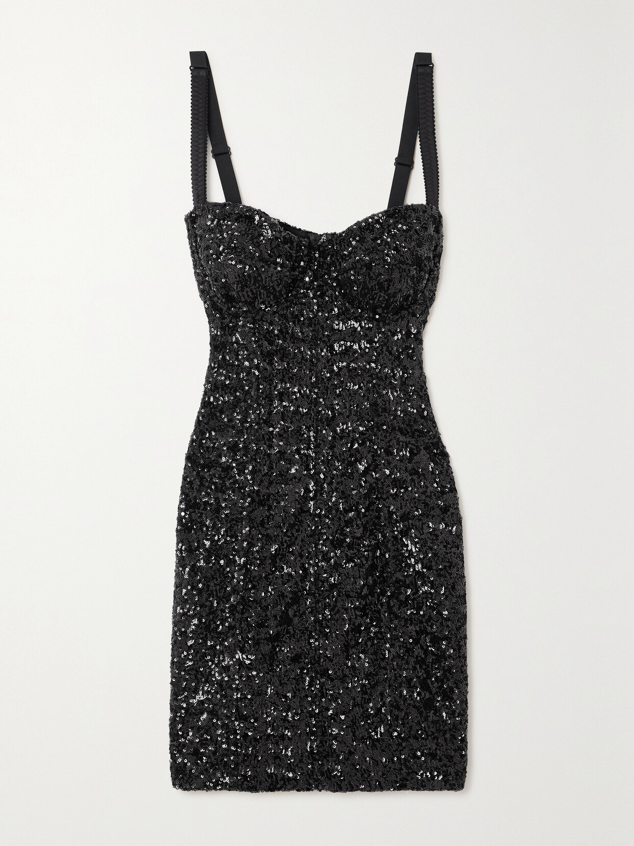 Dolce & Gabbana Sequined Stretch-tulle Mini Dress In Black