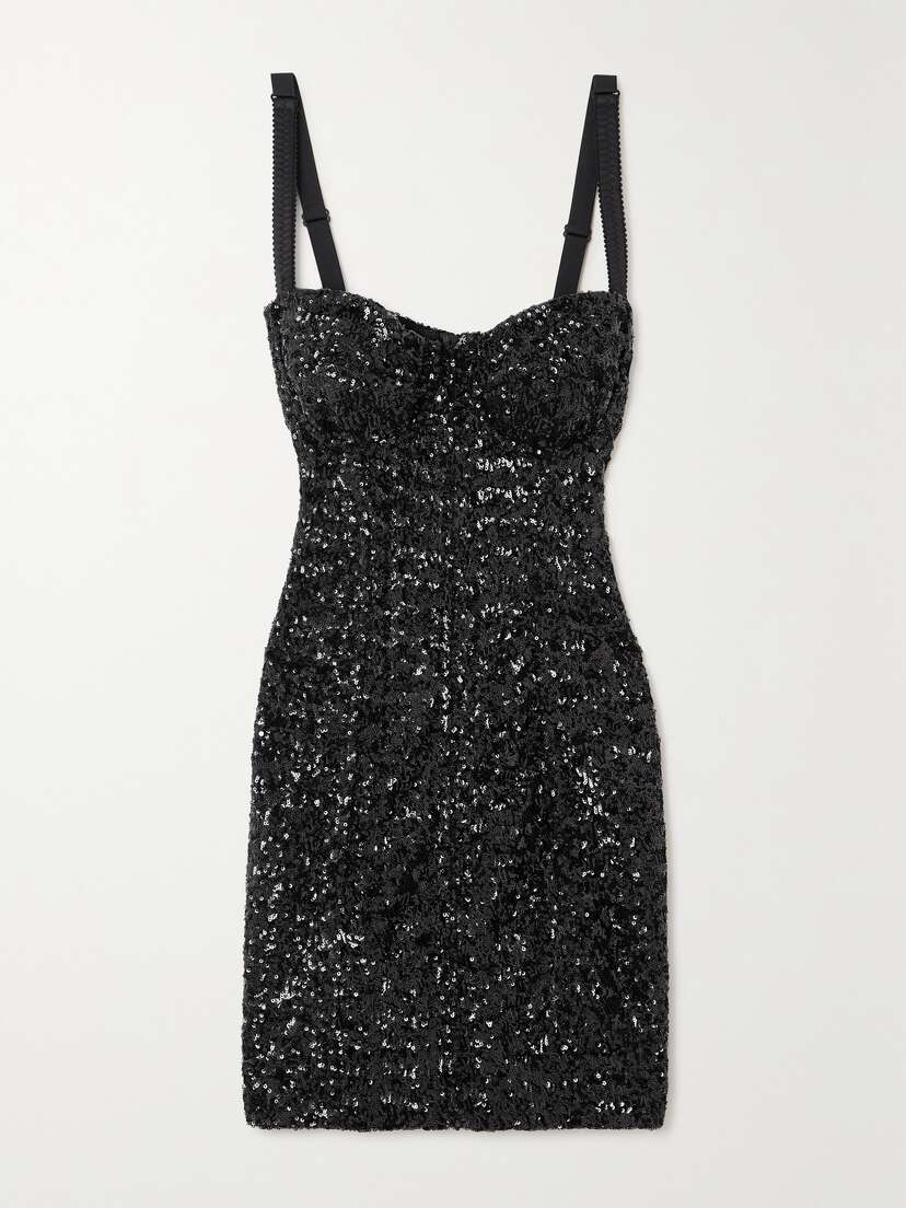 Dolce & Gabbana Sequined Stretch-tulle Mini Dress