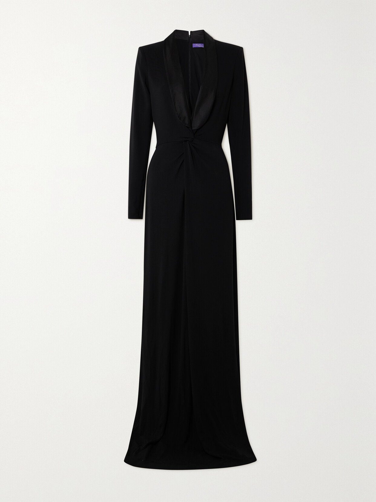 Ralph Lauren Danon Satin-trimmed Stretch-crepe Gown In Black