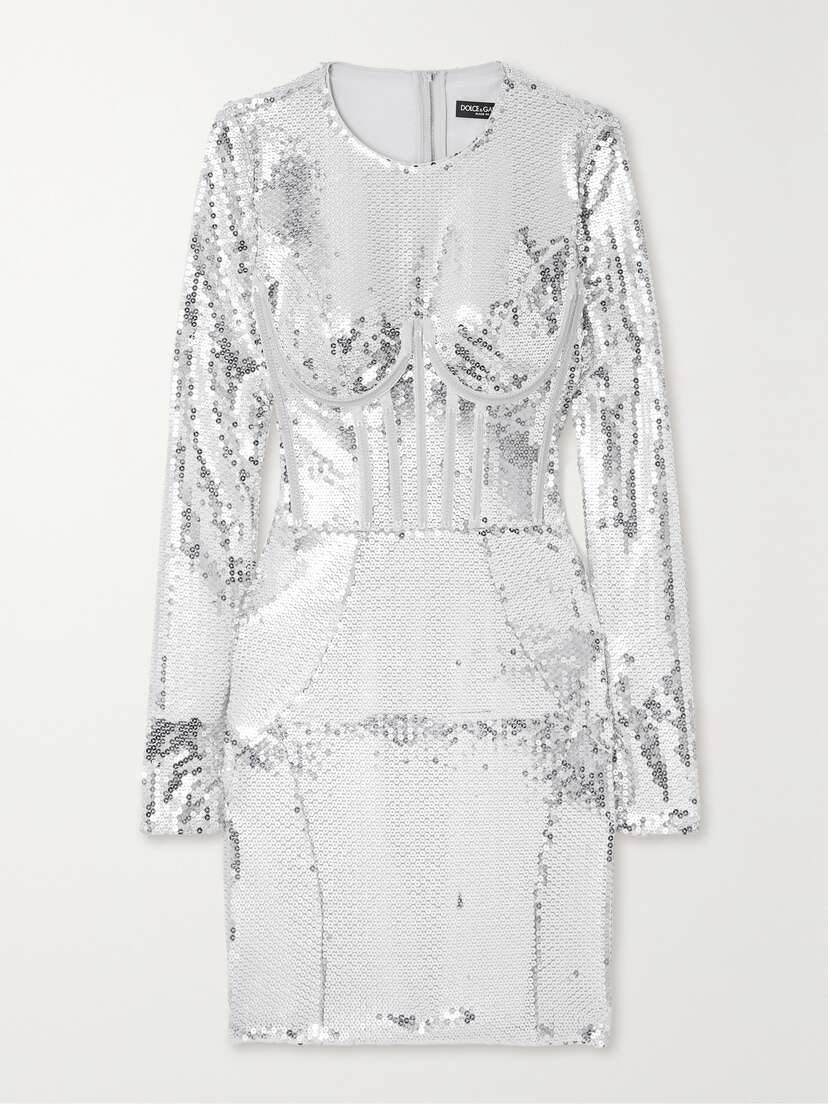 Dolce & Gabbana Sequined Tulle Mini Dress