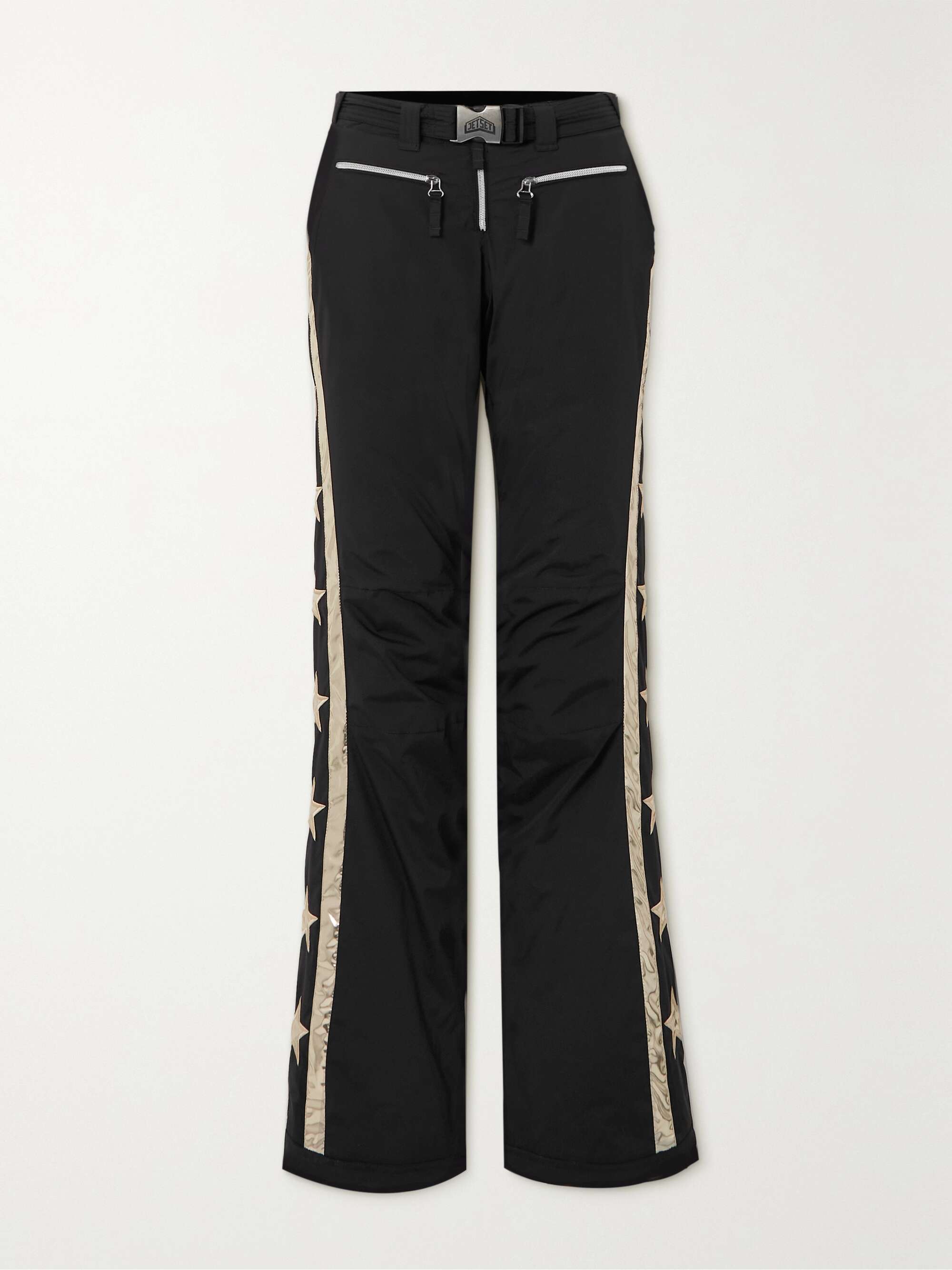 JETSET Starred belted appliquéd flared ski pants