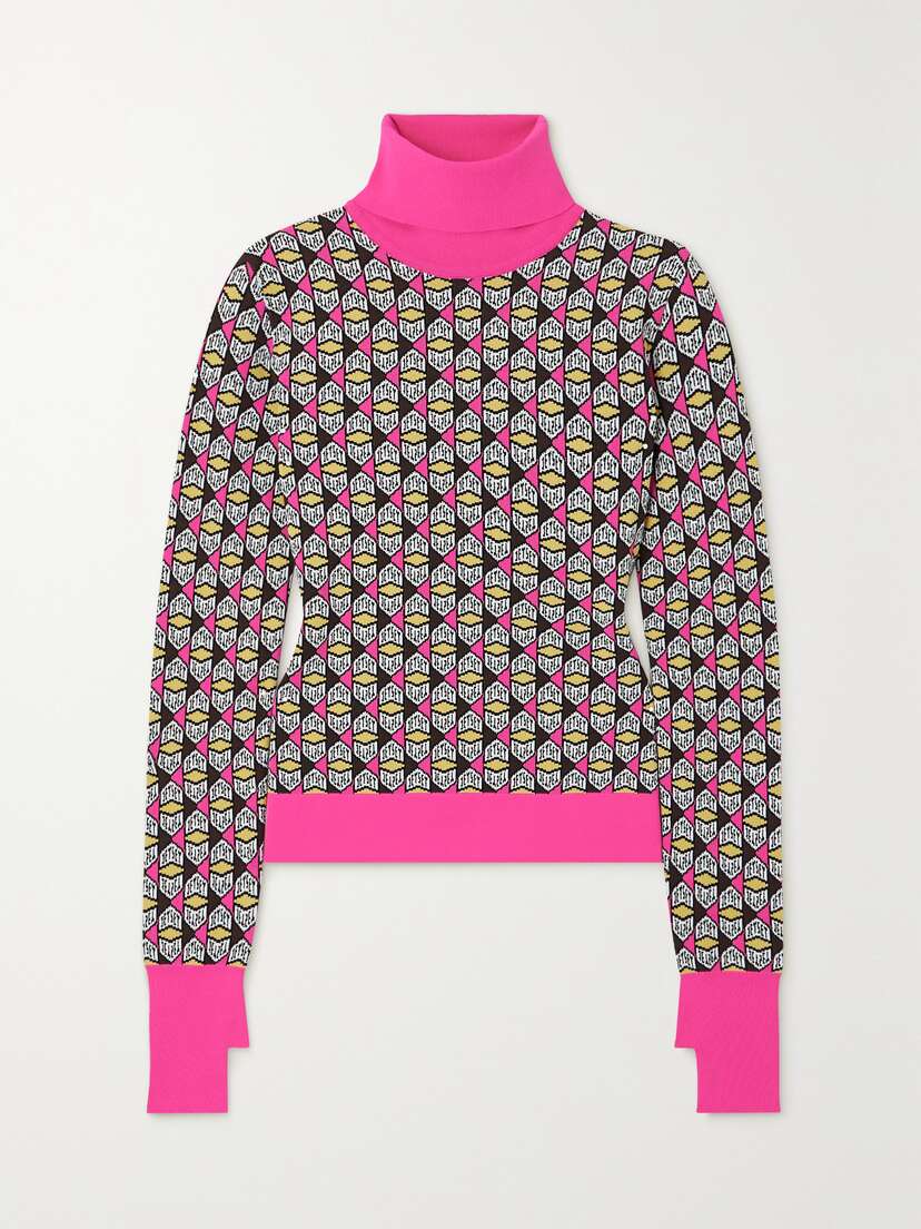 JETSET Jacquard-knit Turtleneck Sweater