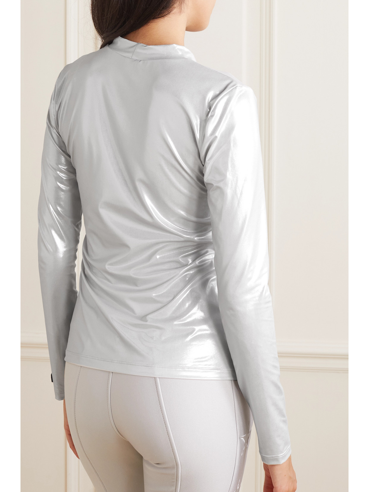Jetset Khandro Metallic Stretch-jersey Ski Top In Silver