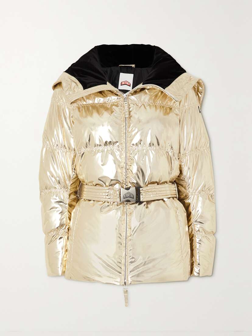 JETSET Chamonix Belted Quilted Padded Metallic Shell Jacket