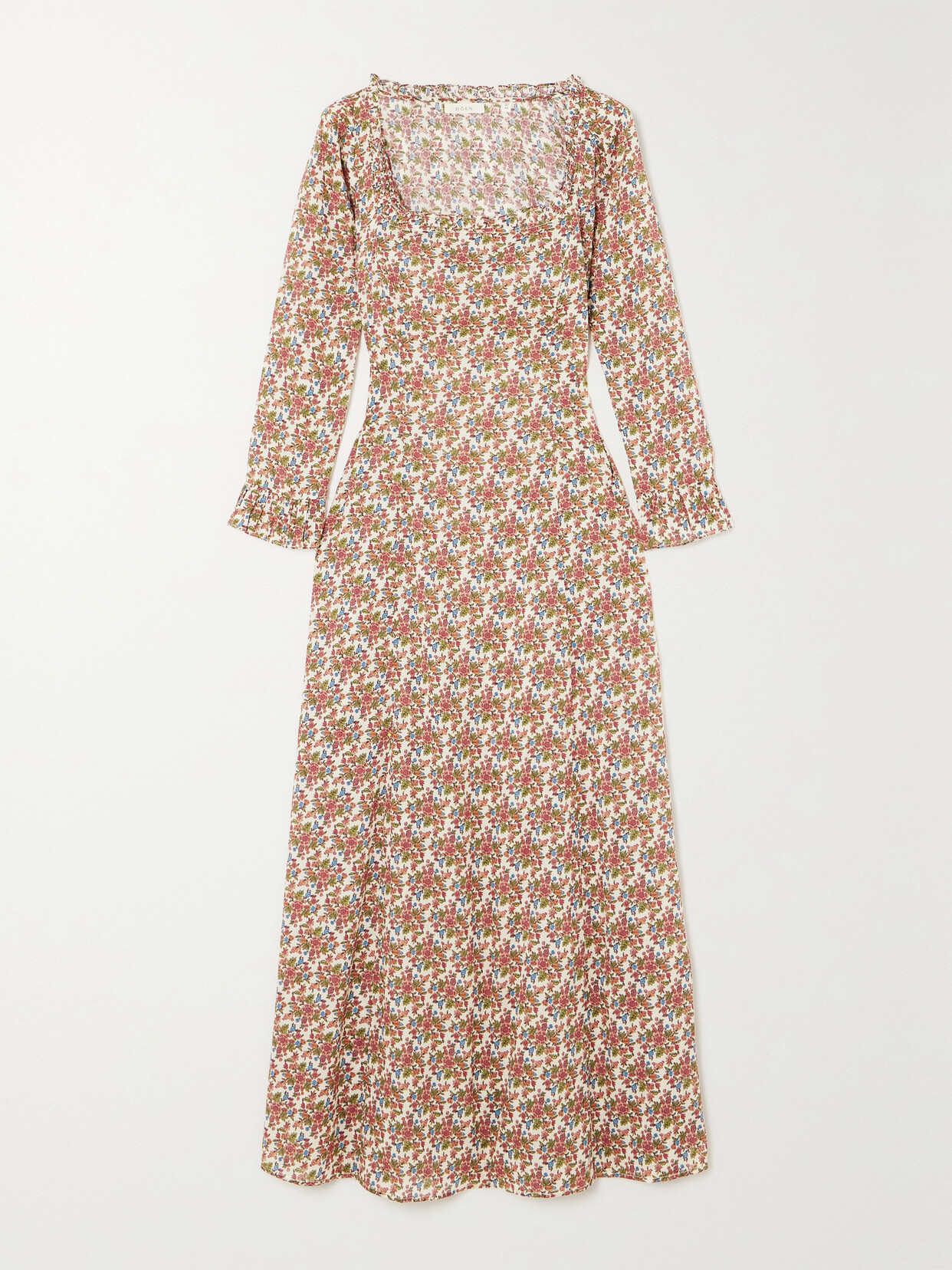 DÔEN - + Net Sustain Marisa Ruffled Floral-print Organic Cotton-voile Midi Dress - Cream