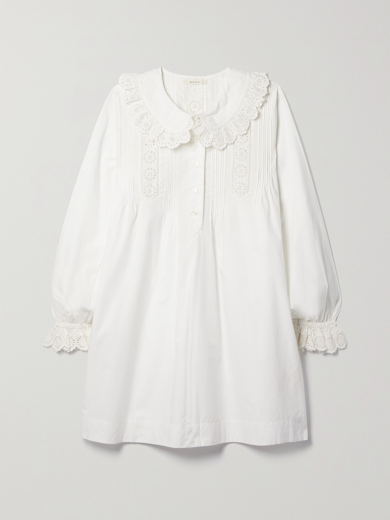 DÔEN - + Net Sustain Nerona Scalloped Organic Broderie Anglaise Cotton-poplin Mini Dress - White