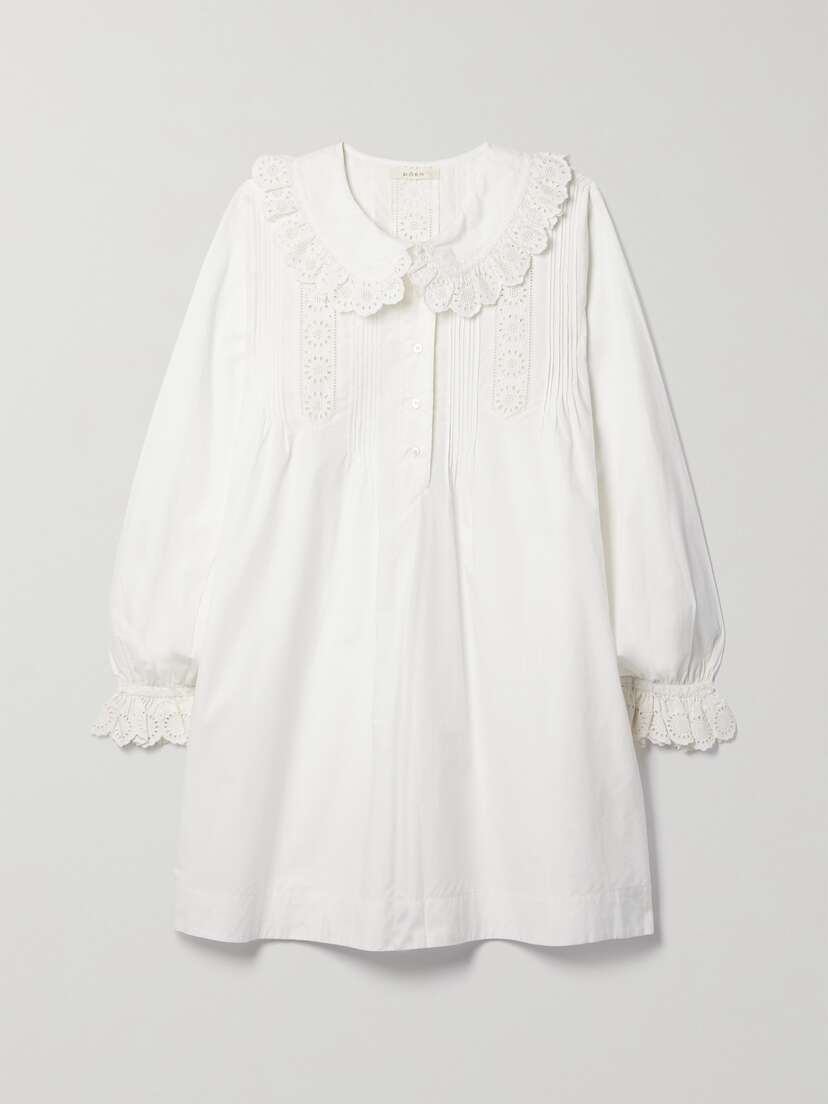 DÔEN + Net Sustain Nerona Scalloped Organic Broderie Anglaise Cotton-poplin Mini Dress