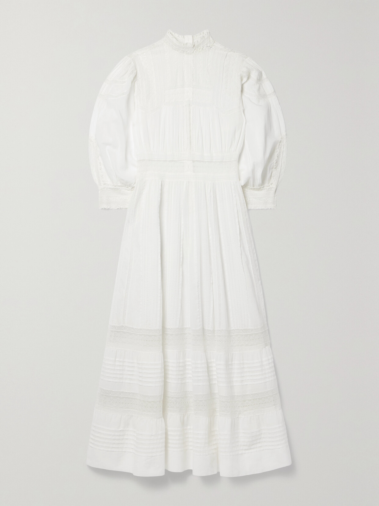 Doen Magnolia Lace-trimmed Pintucked Organic Cotton-voile Midi Dress In White