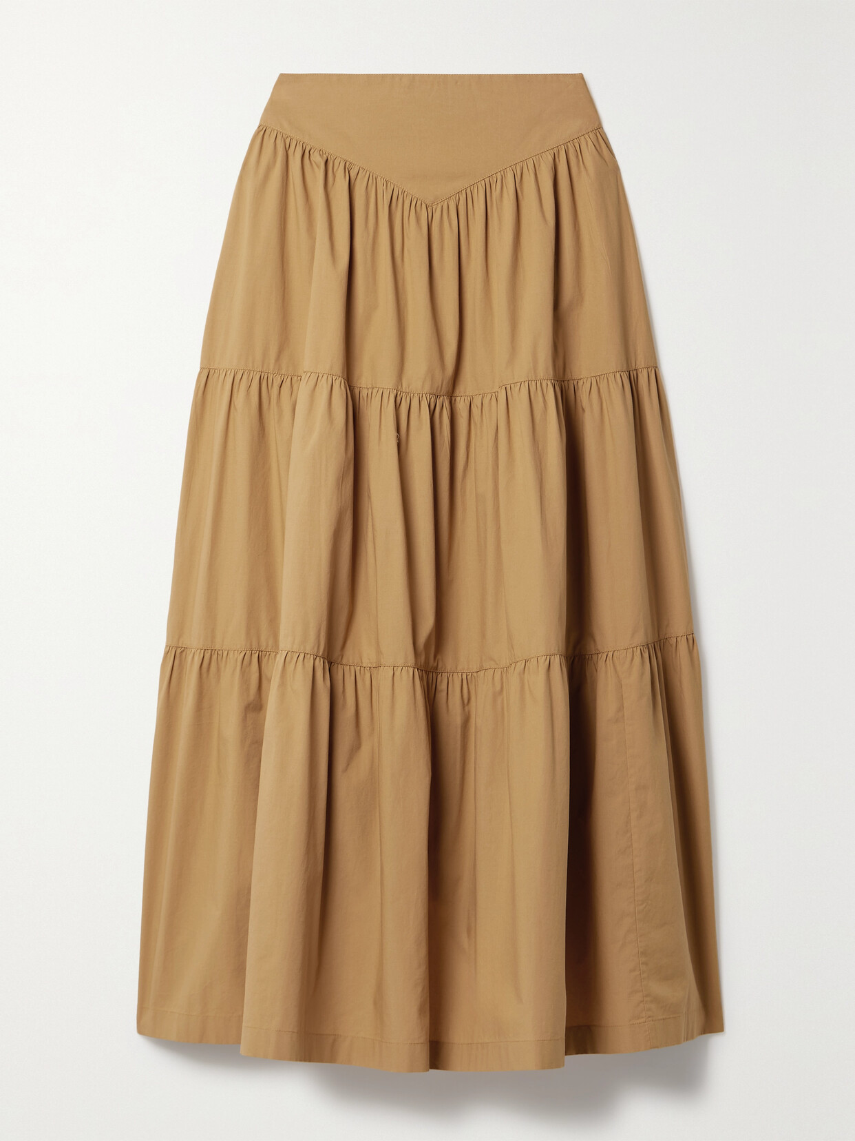 Doen Sanremo Tiered Organic Cotton-poplin Midi Skirt In Neutrals