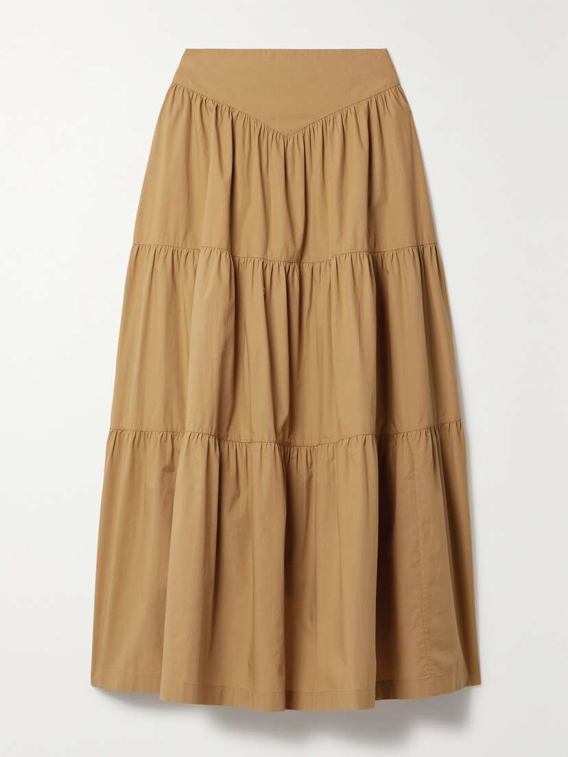 DÔEN + Net Sustain Sanremo Tiered Organic Cotton-poplin Midi Skirt - x large