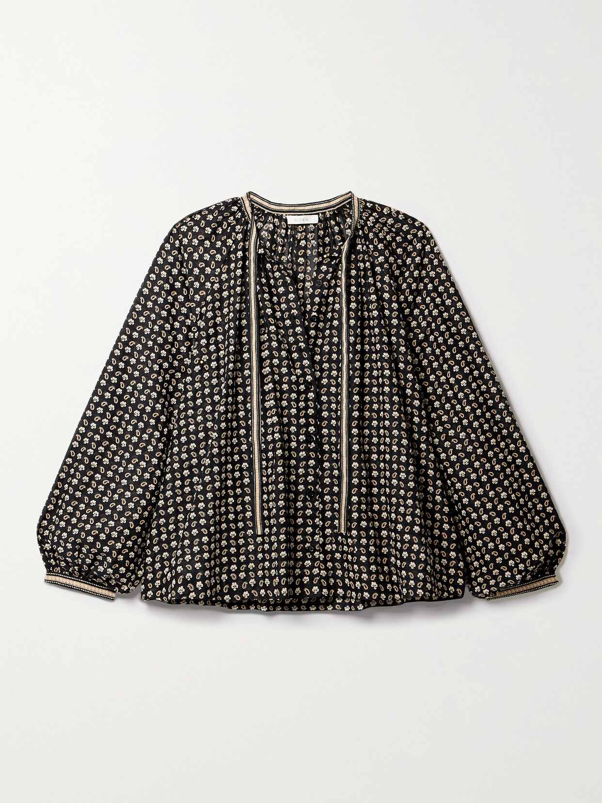 DÔEN - + Net Sustain Amina Tie-detailed Printed Organic Cotton-voile Blouse - Multi