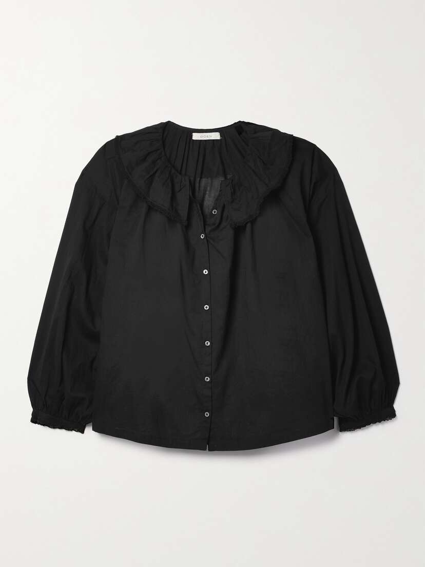 DÔEN + Net Sustain Jana Ruffled Crochet-trimmed Organic Cotton-voile Blouse - xx large