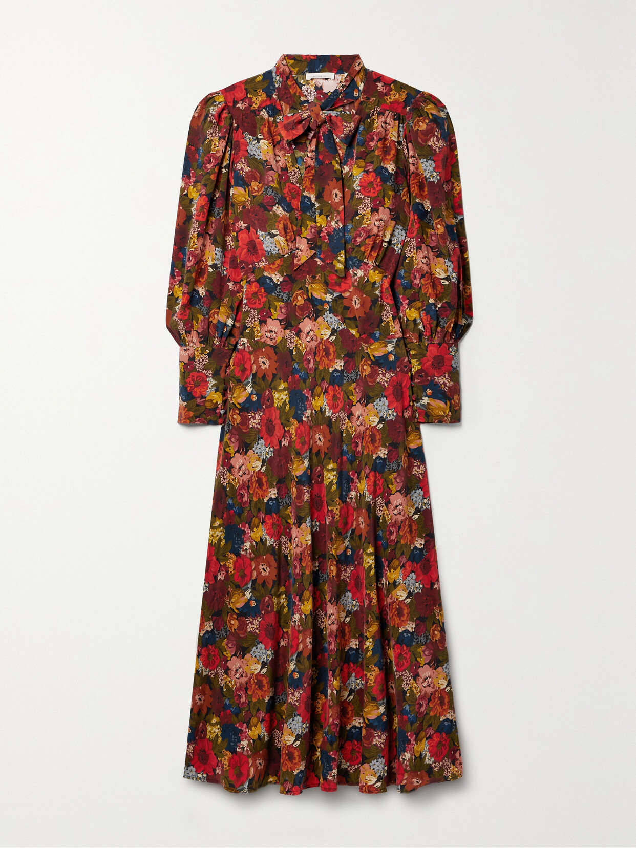 DÔEN - Blossom Pussy-bow Floral-print Silk-crepe Maxi Dress - Multi