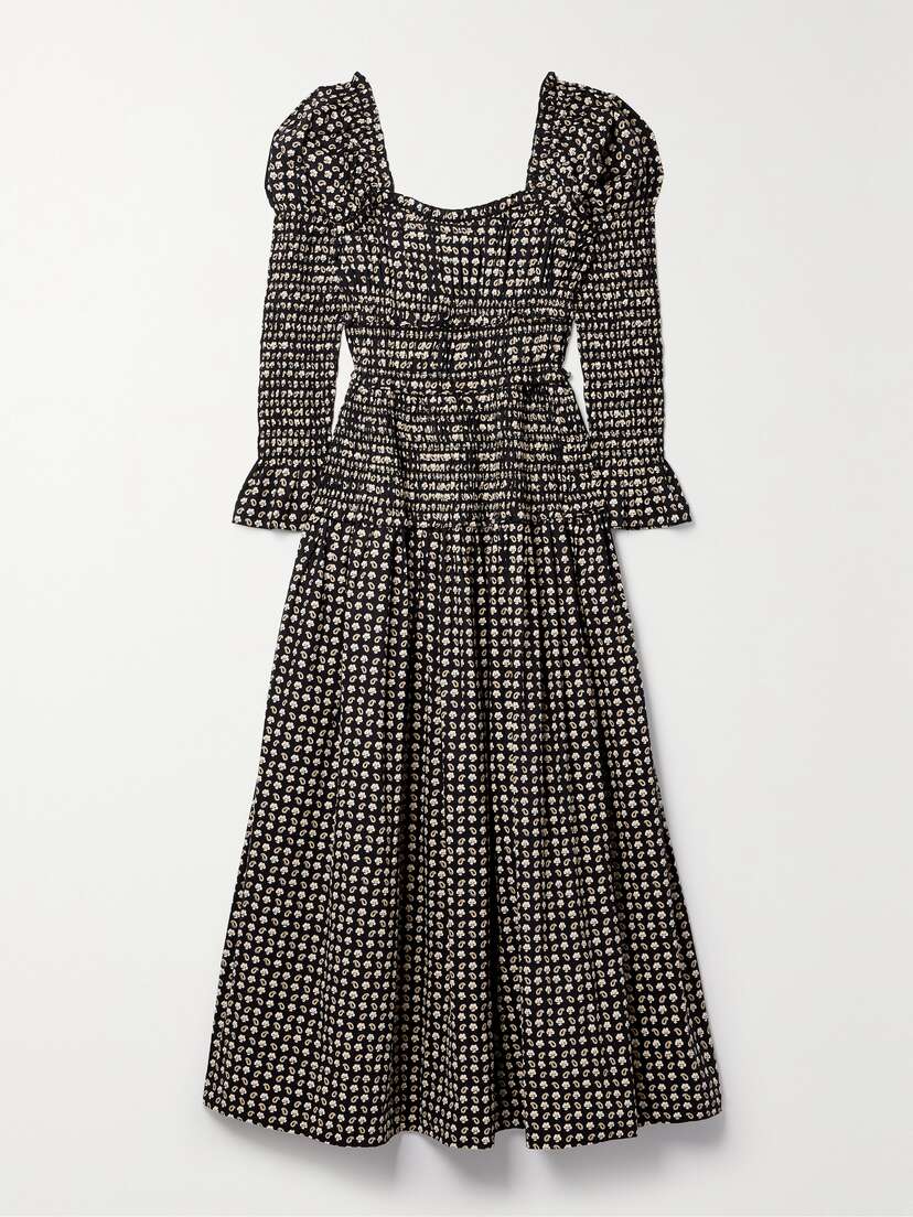DÔEN + Net Sustain Bellamy Shirred Printed Organic Cotton-poplin Maxi Dress