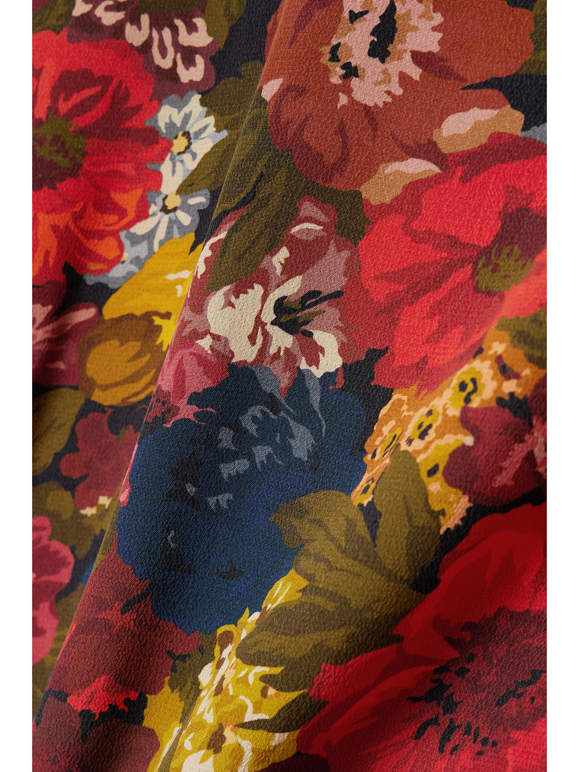 Dôen Kira belted pussybow floral-print silk-georgette mini dress