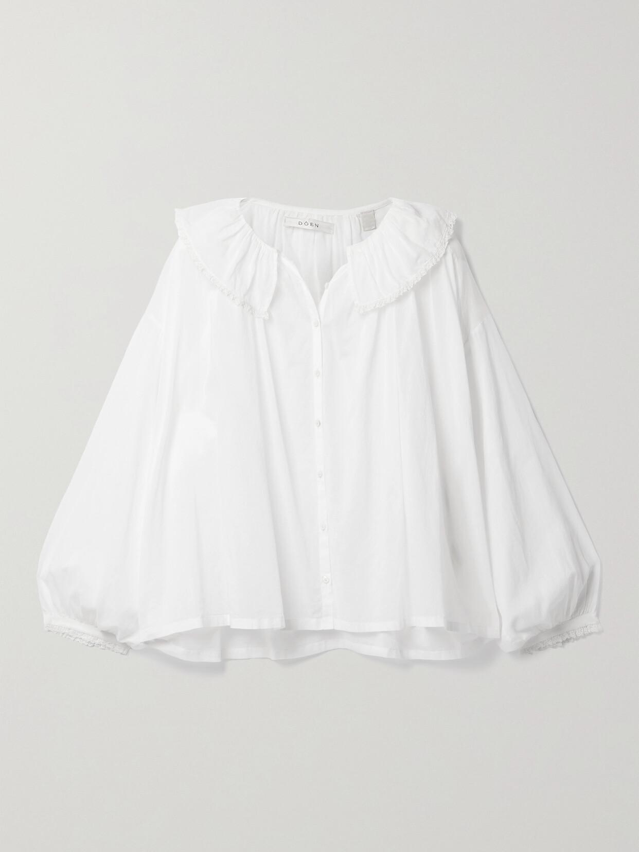 DÔEN - Jana Ruffled Crochet-trimmed Organic Cotton-voile Blouse - White