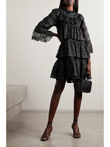 Dôen Oralie tiered ramie and lace mini dress