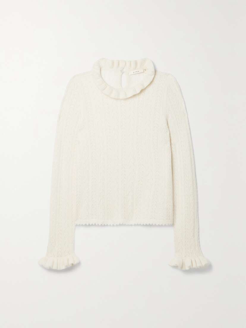 DÔEN Eliana Ruffled Pointelle-knit Alpaca-blend Sweater